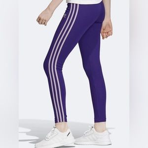 Adidas Purple + Lilac 3 stripe leggings sz L